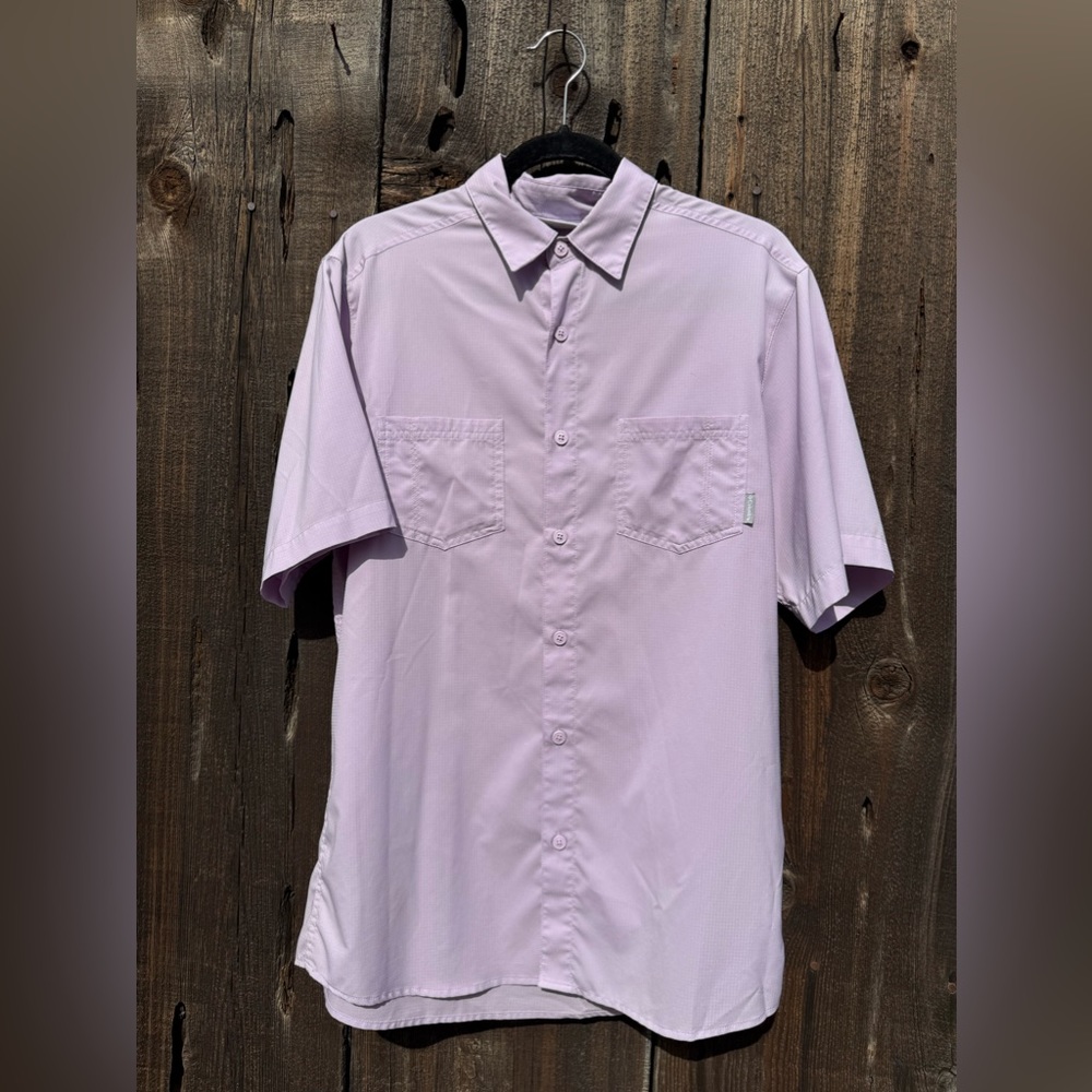 Columbia Light Purple Omni-Shade UPF Button Up Short Sleeve Collared Shirt